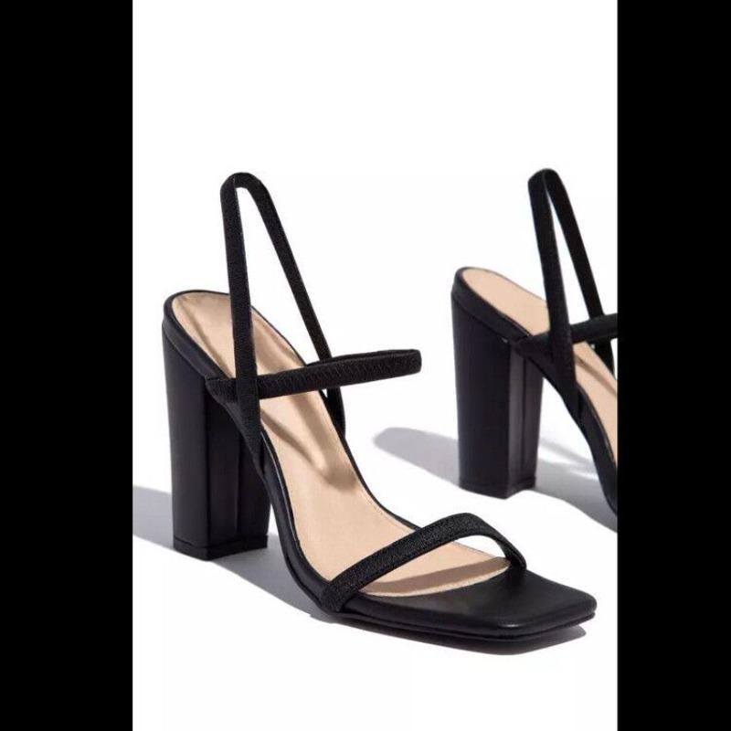 Large size summer new high-heeled sandals women's thick heel square head height-increasing women's shoes large size