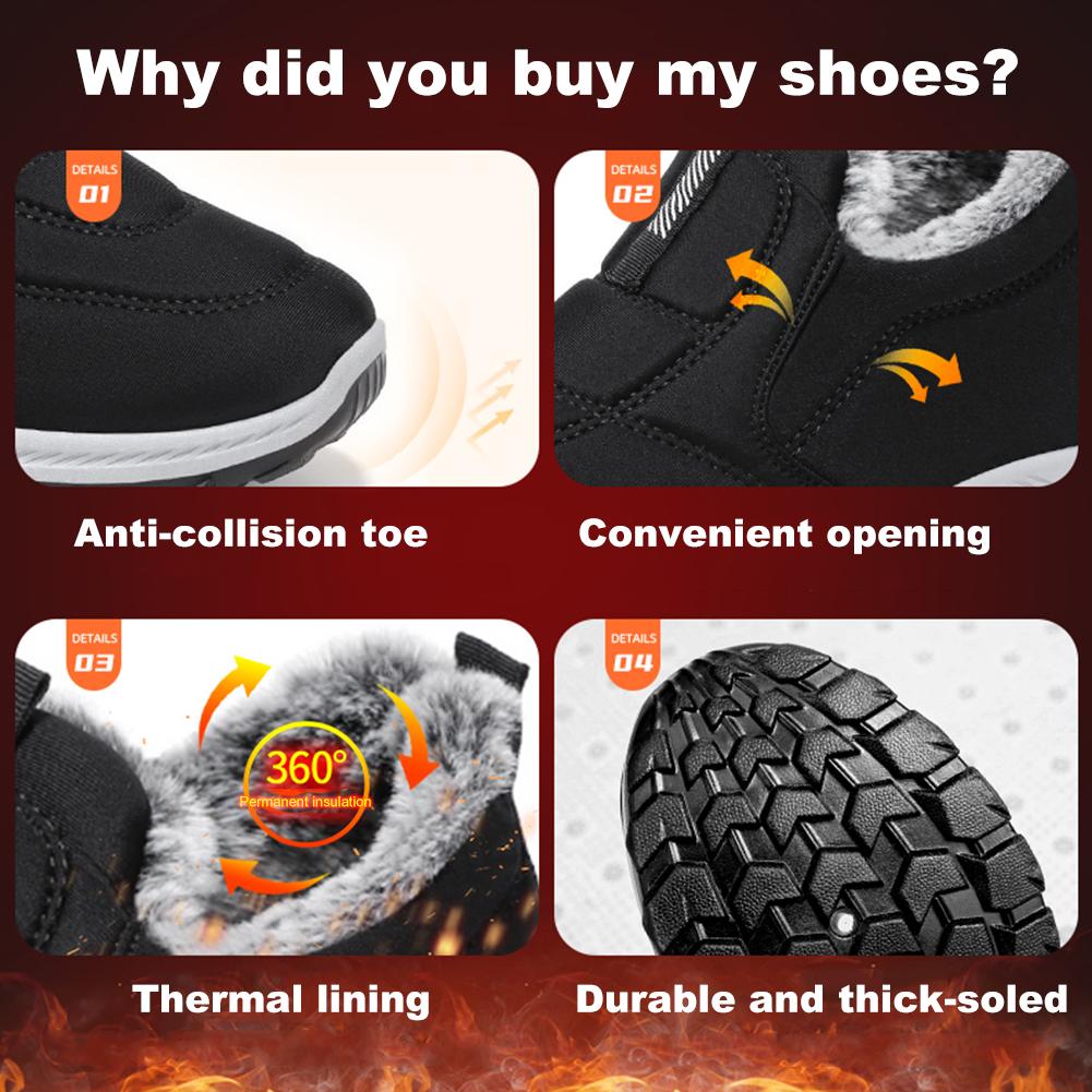 Warm Walking Shoes Lightweight Thermal Ankle Boots Non-slip Slip On Sneakers Winter Thick Fur Shoes for Travel Hiking