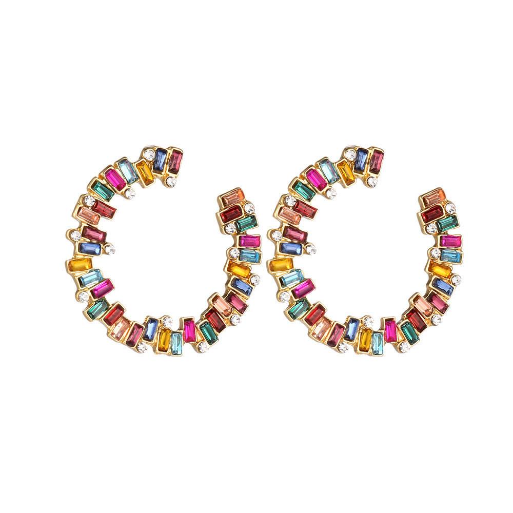 Elegant Fashionable Gold Zircon Geometric Earrings Trendy Statement Jewelry For Women