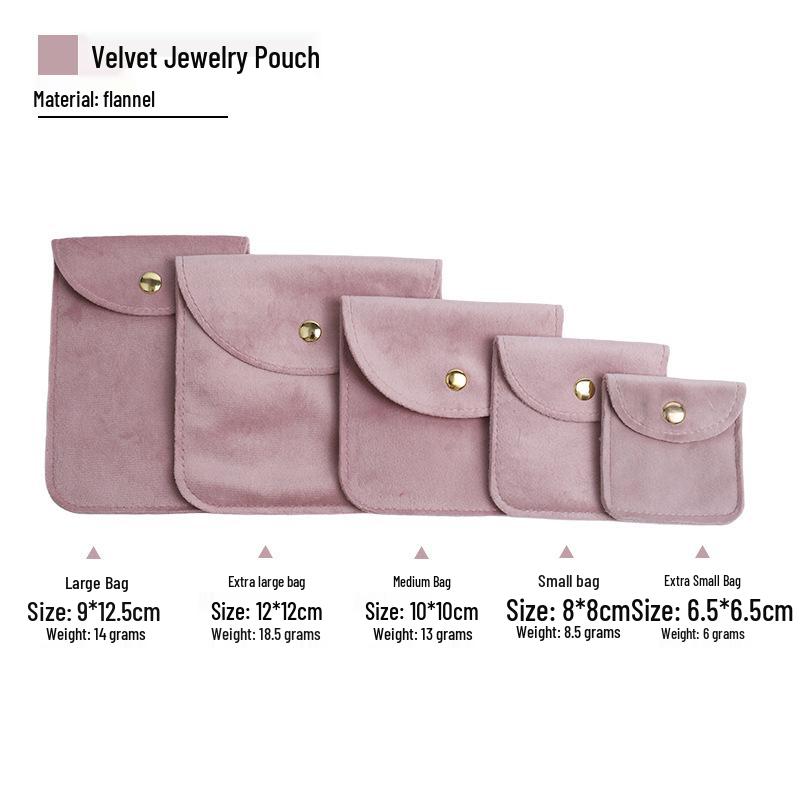Velvet Jewelry Storage Bag with Snap Button - Necklace & Ring Organizer