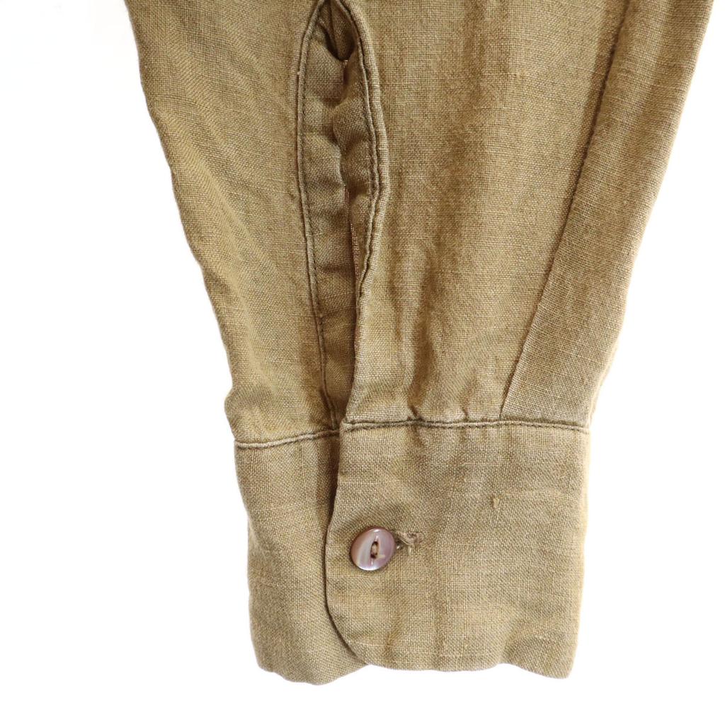 Needles Cat's Eye Buttons Made In Japan Long Sleeve Linen Shirt M Beige Men's Used
