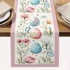 1 Easter Egg Floral Table Runner 2D Single Print Elegant Home Decor Dining Table Accessory Watercolor Functional Holiday-Themed