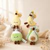 Teardrop Shaped Yellow Pear Plush Cozy Toy Cute Doll Fluffy Cream Fur Tiny Brown Stem Smiling Embroidered Blush Face Mini Short
