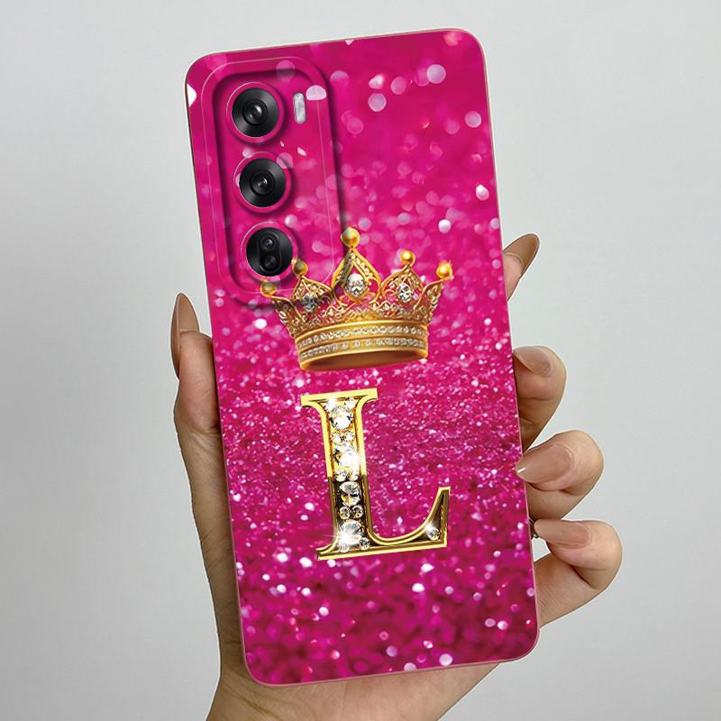 For OPPO Reno 12 Pro 5G Case Crown Letters Liquid Silicone Phone Cover For OPPO Reno12 Reno 12 12Pro Coque CPH2625 CPH2629 Funda