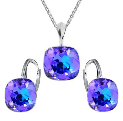 Silver Set Square Earrings Necklace Anniversary Gift - Silver 925 - Heliotrope