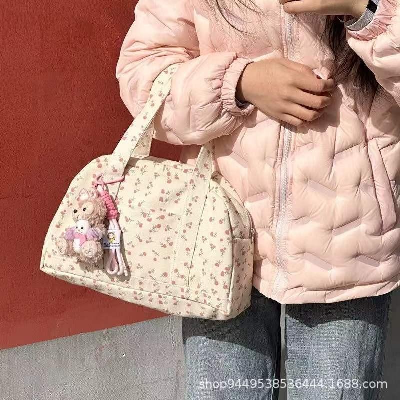 Original Large-capacity Floral Canvas Tote Bag New Mori Flower Commuter Shoulder Bag Niche Handbag