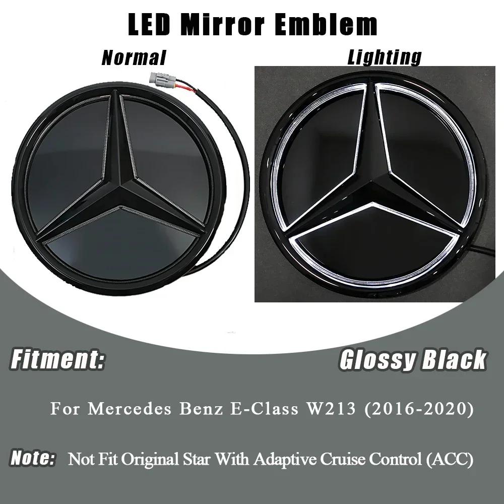 C200 E200 New 2025 For Mercedes Benz 3D Mirror Front Grille Star Emblem Logo Glossy Black And Chrome Silver For Mercedes Benz E-