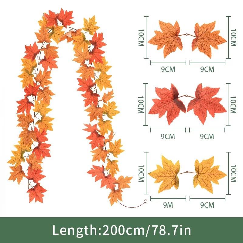 Artificial Maple Leaf Vines Halloween Hanging Vines Plants Decoration Mexican Dia De Los Muertos Leaves Autumn Festival Decor