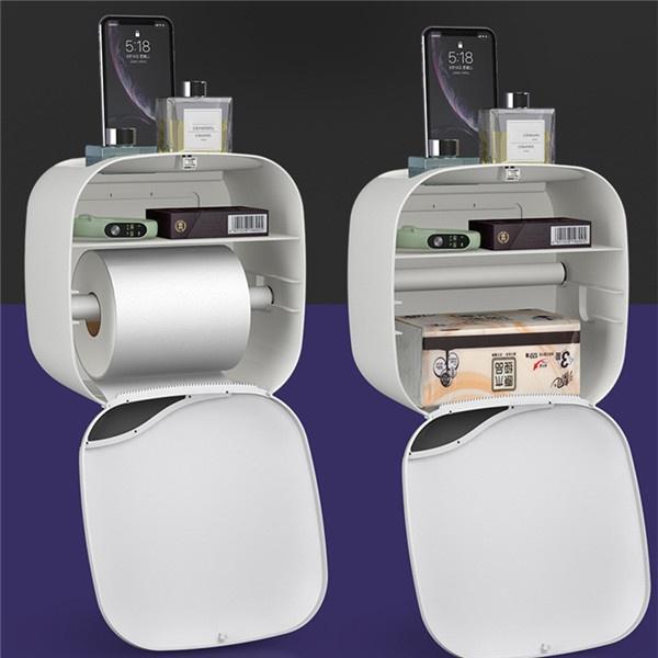 Punch-free Toilet Paper Holder Box Waterproof Storage Toilet Paper Storage Rack Paper Towel Kitchen Bathroom Storage Box