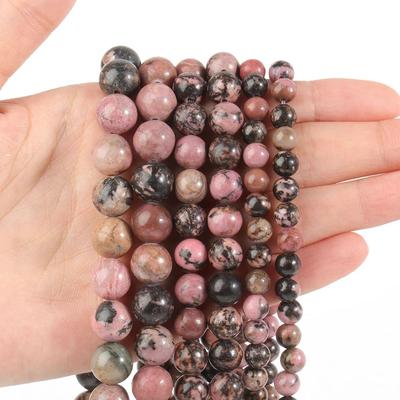 Natural Gem Black Lace Rhodonite Stone Beads Round Loose Beads For Zircon Making Strand 15" 4/6/8/10mm Diy Bracelet Necklace