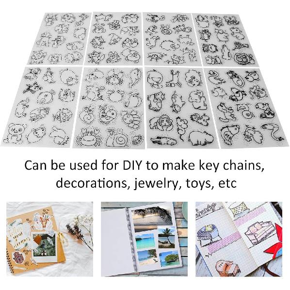 24Pcs Shrink Plastic Sheet Kit, Animal Pattern Heat Shrink Paper Shrink Art Paper Kit for Keychain Pendant Decoration Creative Craft Ornaments