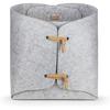 Felt Storage Bin - Natural Tan Suede Ties - Premium Grey Felt Organizing Basket for Home, Office, Nursery, Toys, Dorm, Closet – Fits In Cube