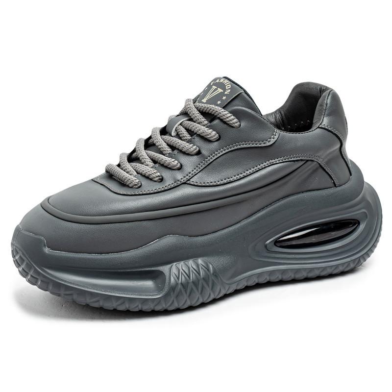 

Spring and autumn men s dad shoes thick-soled heightening casual sports shoes low-top leather air cushion student trendy men s shoes 44
