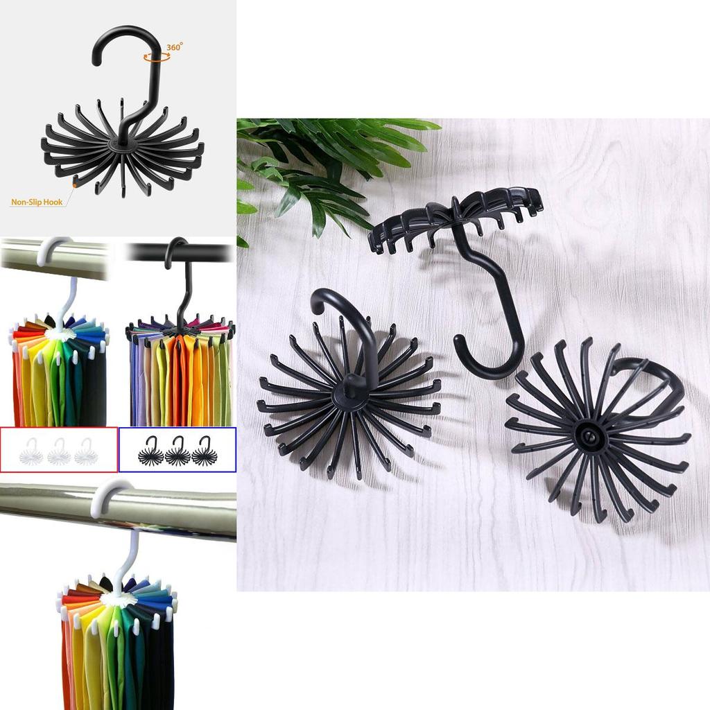 Premium Quality 20 Rotating Tie Rack Hanger Organizer For Effortless Closet Storage