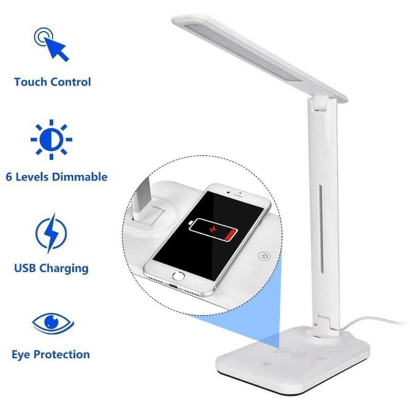 Foldable LED Table Lamp for USB Charging Touch Table Lamp Qi Wireless Phone