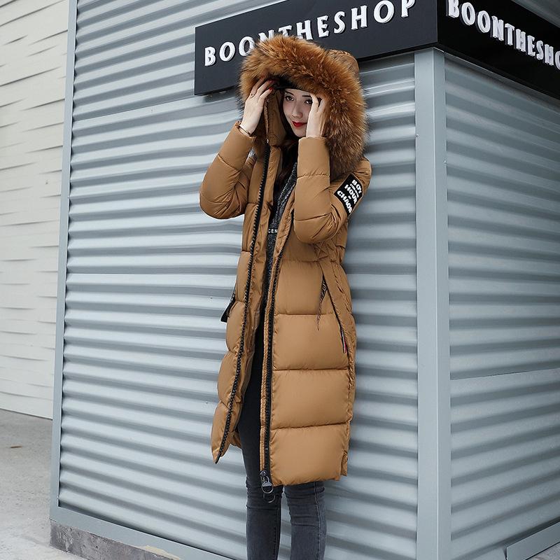 

Женская хлопковая одежда с подкладкой длинная зимой, приталенная и тонкая, хлопковая одежда больших размеров, большой меховой воротник, хлопковая куртка длиной до колена. XXXXL