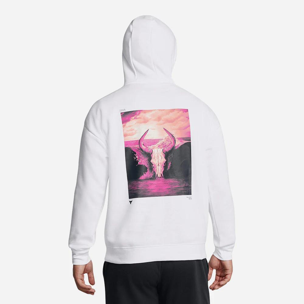 Under Armour Tréninková mikina s dlouhým rukávem s potiskem Johnson Series Pánská mikina Bílá 1386882-100