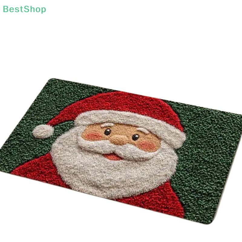 Santa Claus Pattern Welcome Carpet Festive Home Decor Mat Waterproof Non Slip Floor Protector For Xmas Entrance