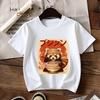 Kids Panda Noodle Bowl Print Crewneck Short Sleeve Tee, Spring Summer Casual Travel Top