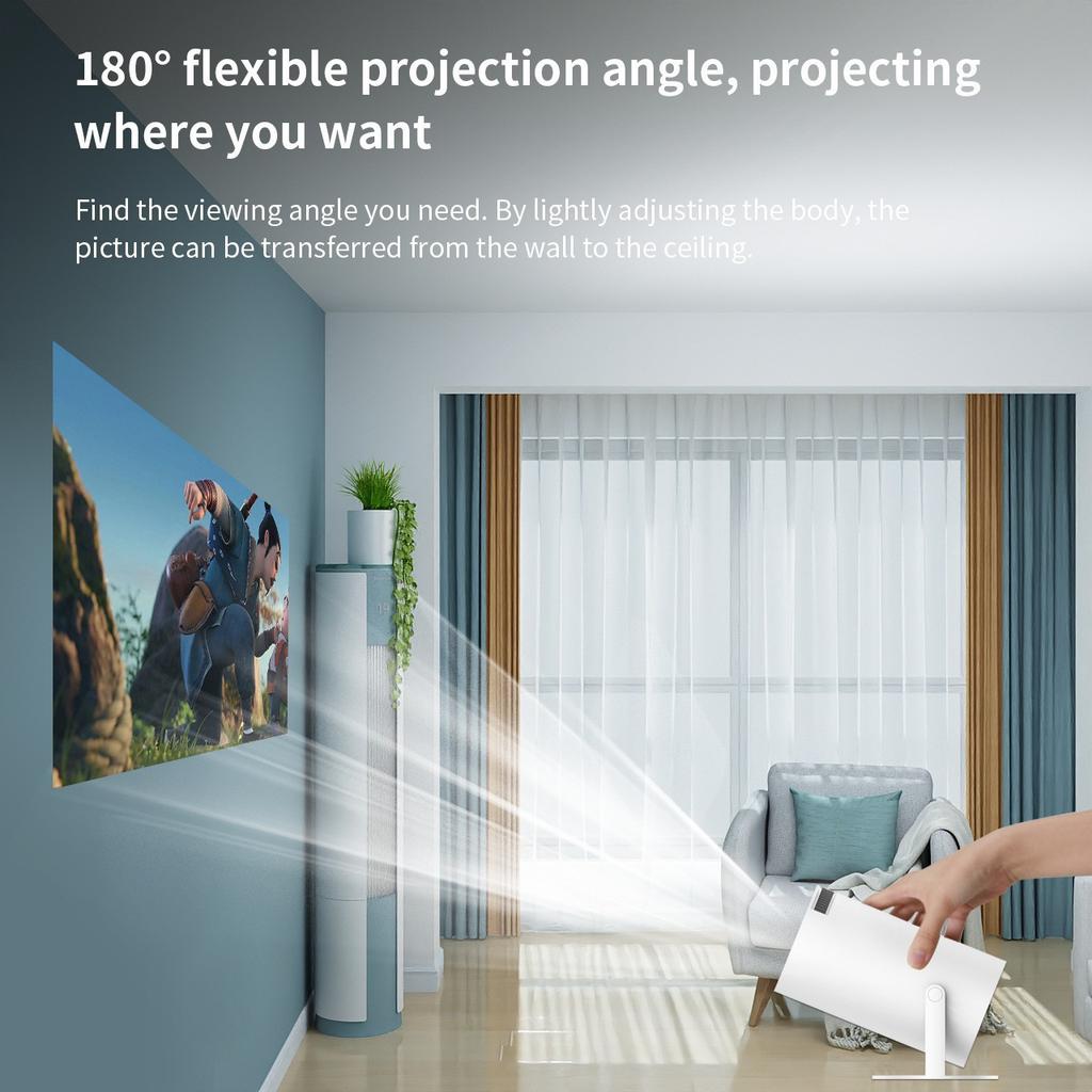 HY300Pro Portable Projector 290ANSI Dual Wifi6 4K Videosource Supported Native 1280*720P Android 11 BT5.4 Cinema Outdoor Mini Projetor Remote Con