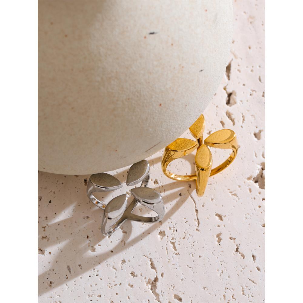 Eetit Stylový Unikátní Design Nerezová Ocel Široký Otevřený Prsten Voděodolný Kov Výrazné Prstové Šperky Doplňky