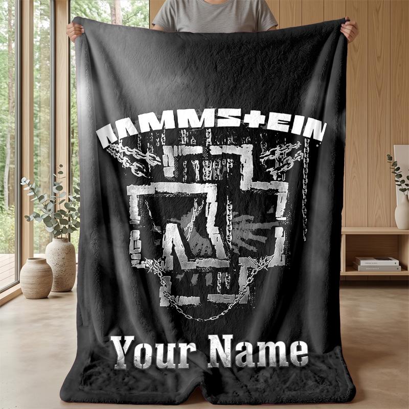 Rammstein Custom Flannel Throw Blanket Print Your Name Text Soft Warm Blanket Holiday Present