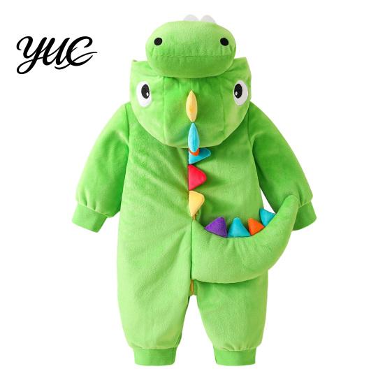 Funny Dragon Onesie Baby Dinosaur Costume, Full Front Zipper Pajamas, Hooded Romper for Boys Animal Jumpsuit Girls, Soft Polar Fleece Outfit Halloween