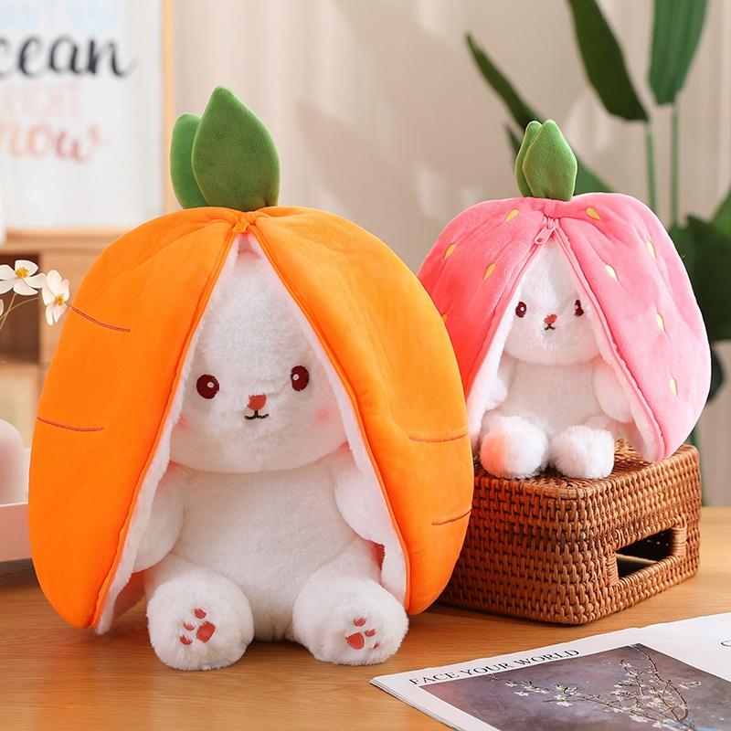 Shapeshifting Fruit Rabbit Plush Toy Stuffed Action Dolls Kids Throw Pillow