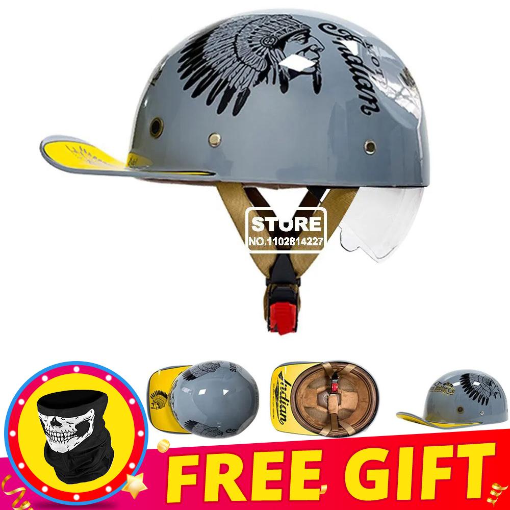 Retro Motorcycle Helmet DOT Certification Protection Cap Vintage Men Women Baseball Cap Half Helmet Riding Racing Moto Helmets