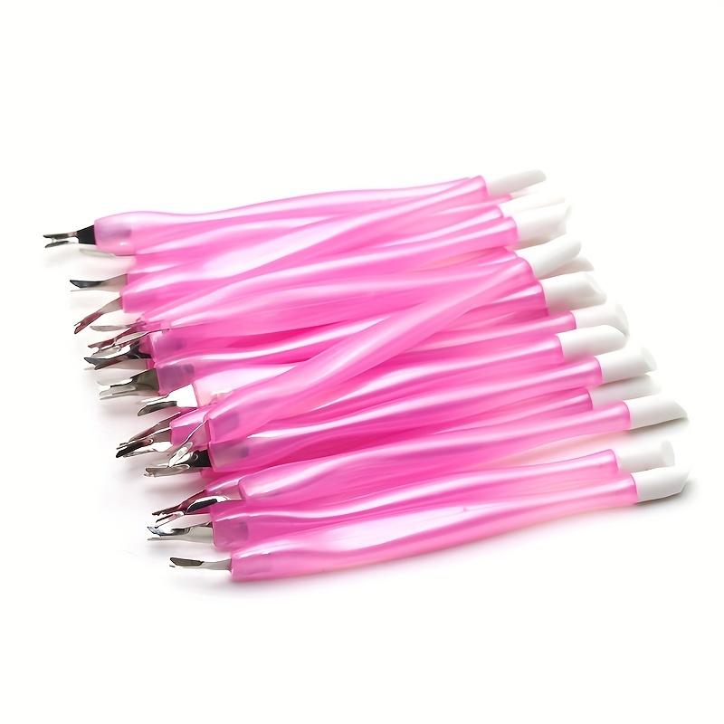 Doublehead Cuticle Trimmer with Pusher Dead Skin Remover Nail Art Fork Pink Cuticle Remover Nipper Stainless Steel Pedicure Nails Care Tools