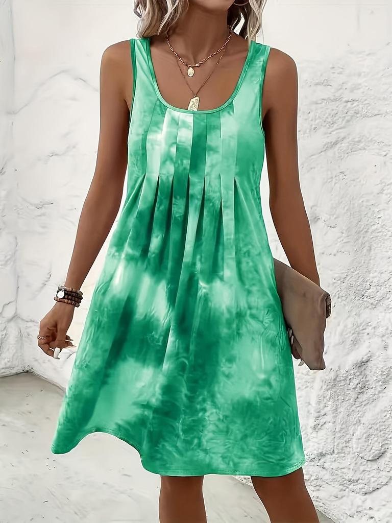 European and American Tie-Dye Sleeveless Loose Vest Dress - Spring/Summer 2026 Fashion