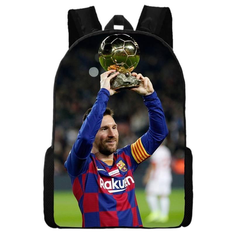 2024 New Mbappe Messi Ronaldo Neymar Football Print Backpack Lunch Bag Pencil Case Set Durable Polyester Cute Geometric Design
