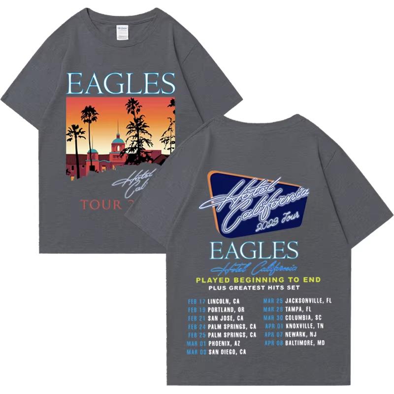 Amerykańskie Zespoły Rockowe Eagles Trasa Mężczyźni Kobiety Grafika T-shirt Wysoka Jakość Unisex Czysta Bawełna Nadruk Casualowe T-shirty z Krótkim Rękawem