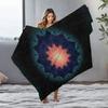 Vibrant Abstract Sunset Galaxy Fleece Blanket - Dark Blue Space Print Bed Blanket for Women Teen Gifts