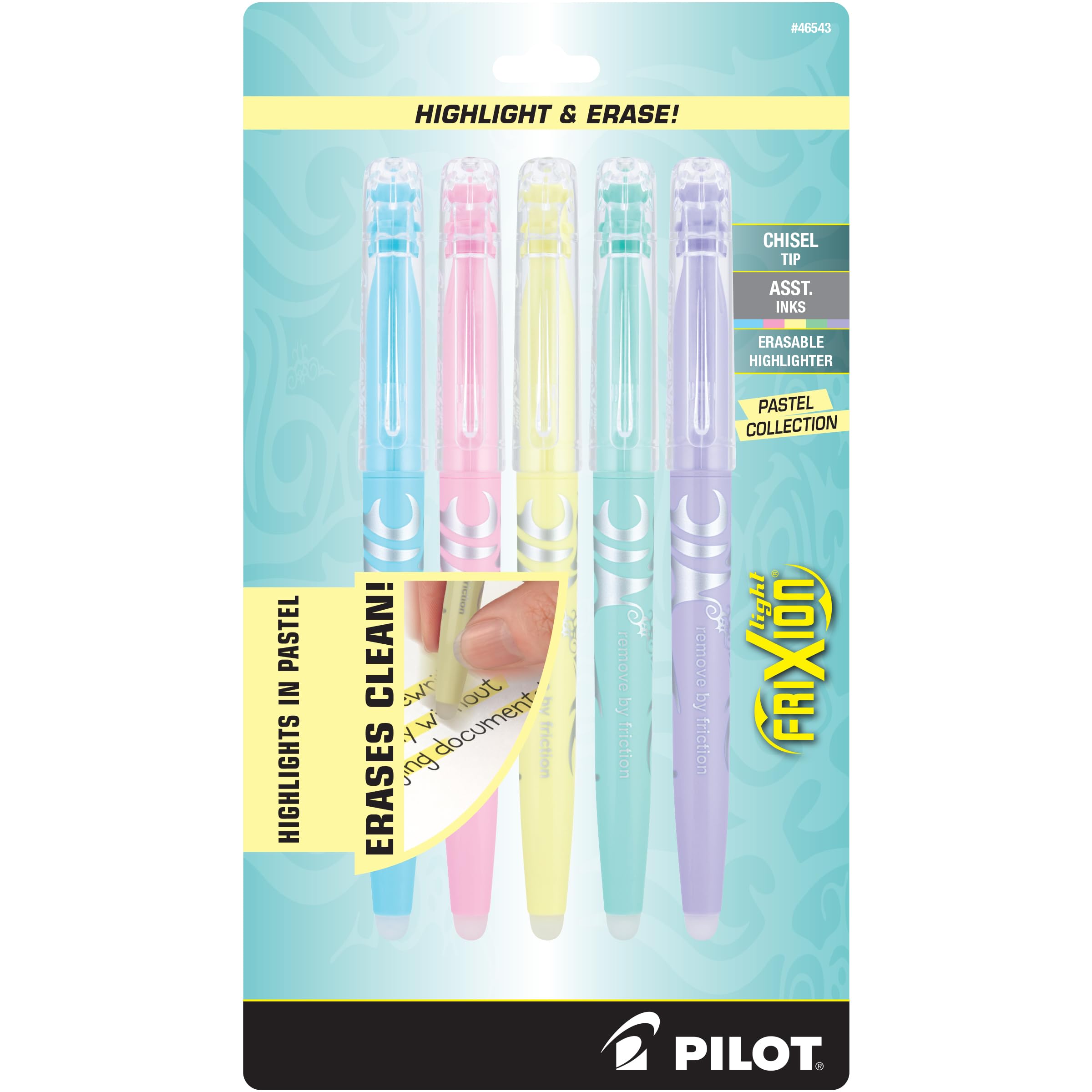 

Набор стираемых текстовыделителей Pilot FriXion Light Pastel Collection, 5 штук, желтый, розовый, зеленый, фиолетовый, синий,