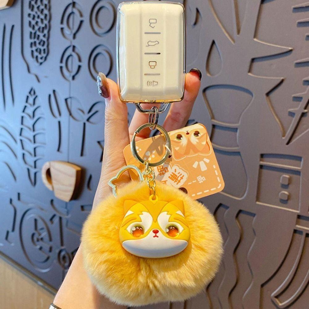 Lange Mähne Plüschkatze Schlüsselanhänger Große Ohren Niedliches Tier Schlüsselanhänger Niedliches Katzen Plüschanhänger Kinder Mädchen