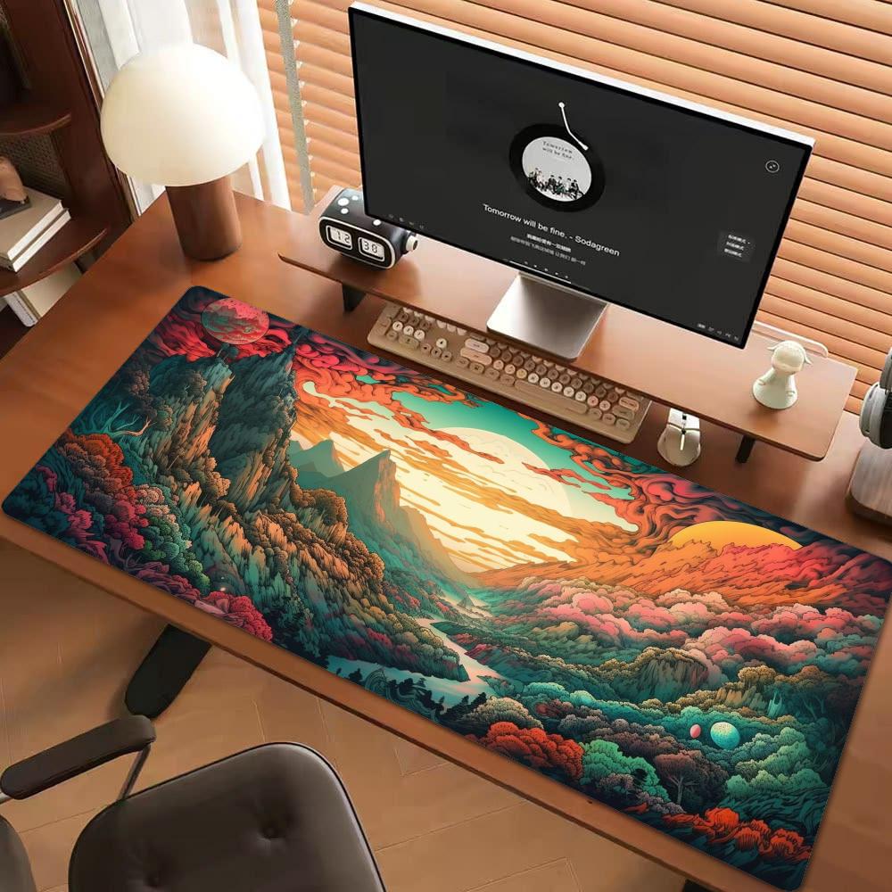 Colorful Large Gaming Mouse Pad XXL Sunset Valley Canyon Deskmat Non-Slip Rubber Game Mouse Mat Computer Keyboard Mats Gamer