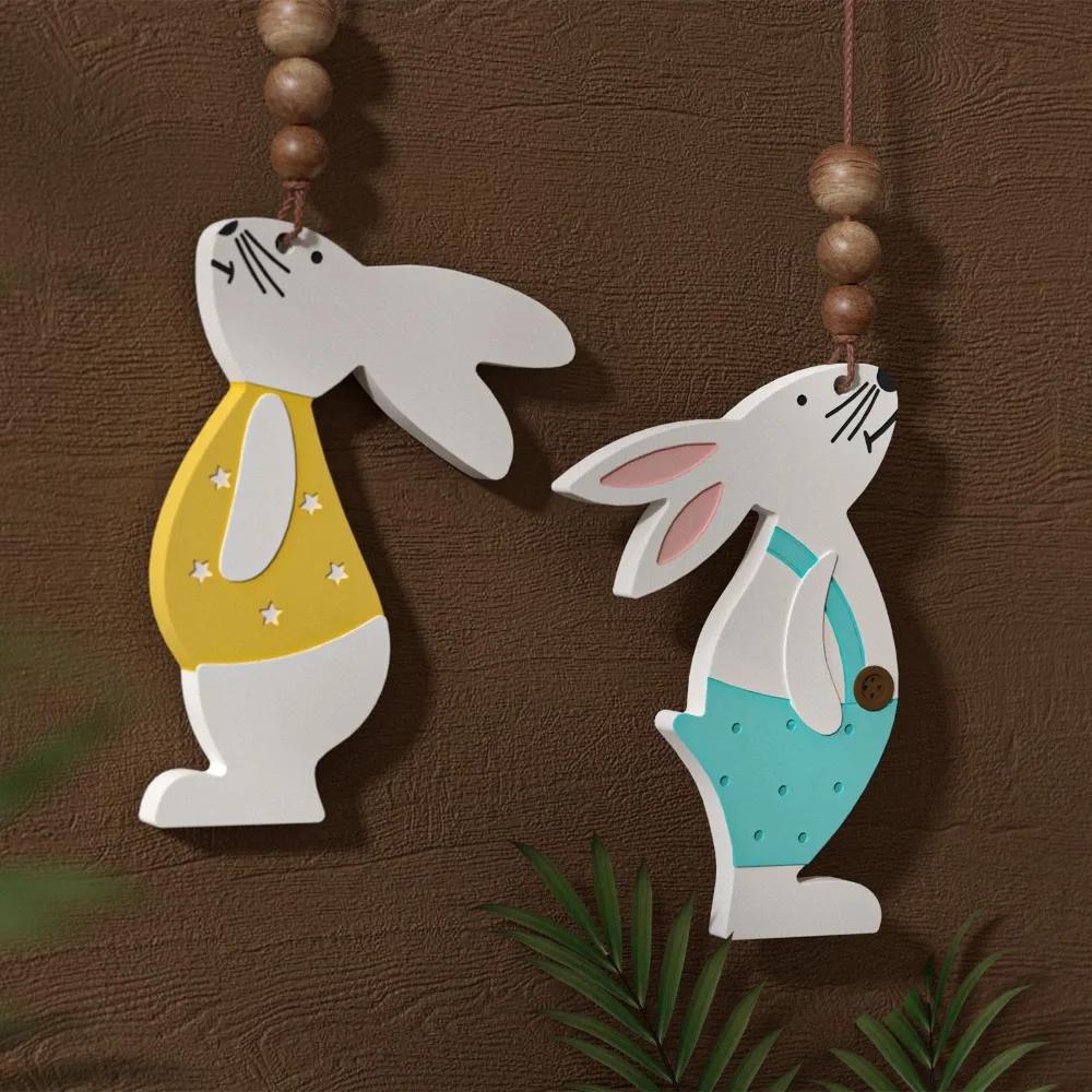 1PCS Pattern Rabbits Silicone Molds DIY Easter Decorative Hanging Tags Plaster Cement Mould Keychains Ornaments Epoxy Resin Mold