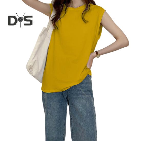 Women Summer T-shirt Round Neck Cap Sleeve Solid Color Tee Shirt Solid Color Loose Fit Casual Tops Daily Wear