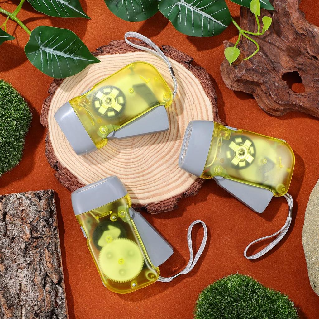 INOOMP Hand Crank 3 Manual No Batteries Emergency Safety Electric Flashlight for Outdoor Home and Power Outages Flashlight, LEDs, Generator, Required,