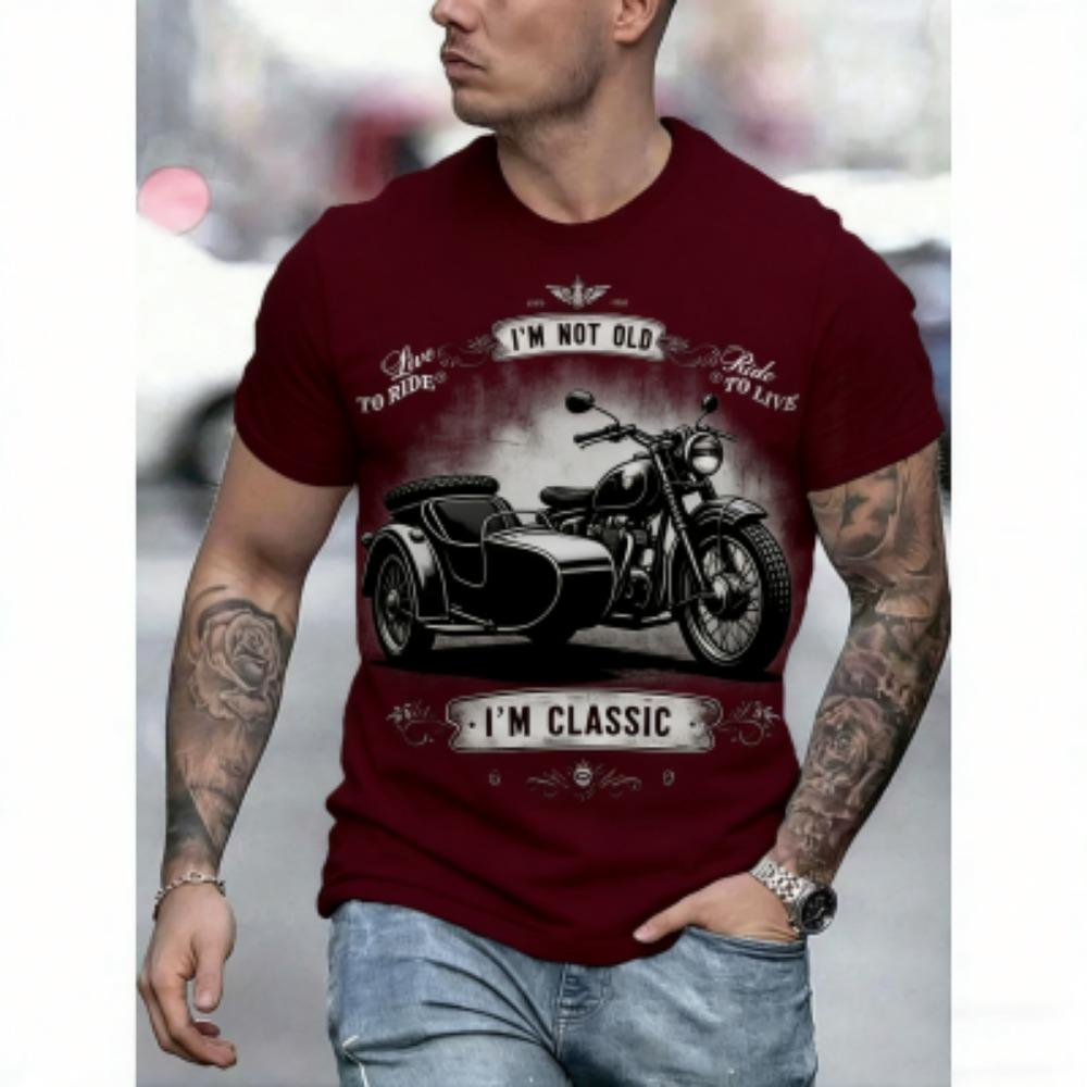 Fashion Europe America Summer Men's T-Shirt Motorcycle 3D Print Tees Top Loose Short Sleeve Streetwear Oversized Women T-shirt