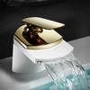 White Gold Faucet Bathoom Waterfall Sink Taps Single Holder Single Hole Wash Basin Mixer Faucet Hot Cold Water Torneira Dourada