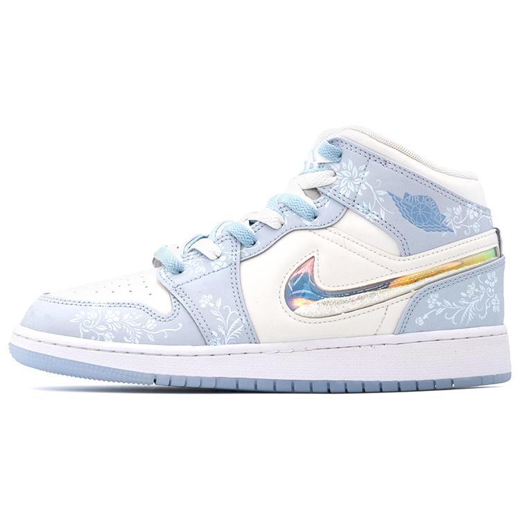 Jordan Air Jordan 1 Mid top Vintage Basketball Shoes Women's Blue FQ9117-400(team172-A)