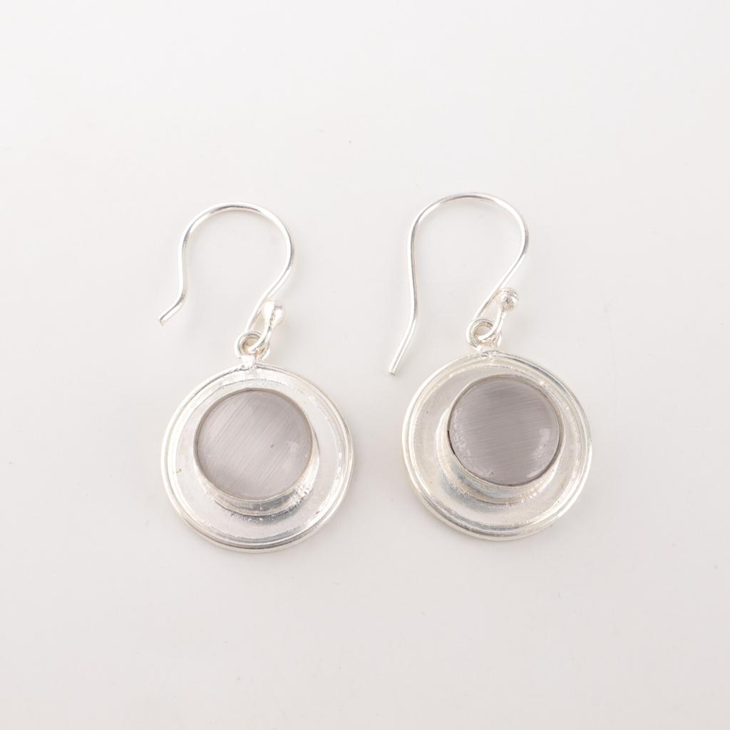 Selenite Gemstone 925 Solid Silver Jewelry Earrings 1.40" For Mother's Day Gift EE-4-50