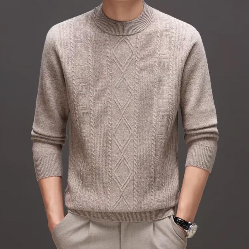Raphenny Men's Casual Round Neck Wool Sweater AM817