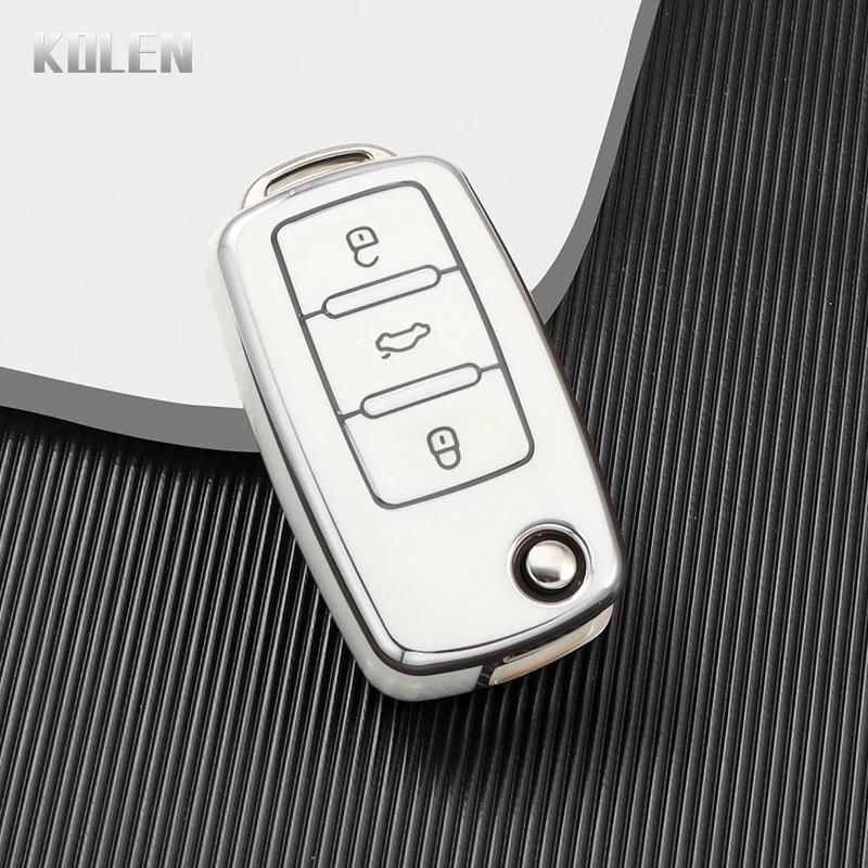 

New Tpu Car Flip Key Case Cover Shell For Volkswagen Vw Polo Golf Passat Tiguan Beetle Caddy T5 Up Skoda Octavia Seat Leon Altea