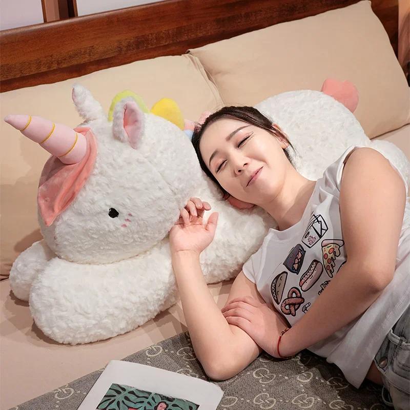 60/80cm Unicorn Plush Toy Cute Pink White Unicorn Doll Soft Stuffed Animal Horse Toys Sleep Pillow Girl Birthday Gifts