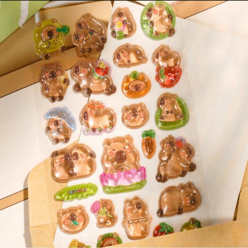 Cartoon Capybara 3D Relief  Stickers Diy Scrapbook Sticker Phone Case Decoration Gifts