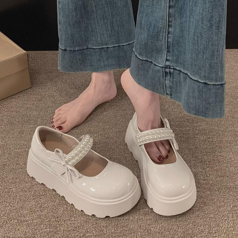 2025 New Fashion Retro Spring Autumn Japanese Women Mary Janes Shoes Bow Platform Single Lolita Shoes Women's Ballerinas Tacones