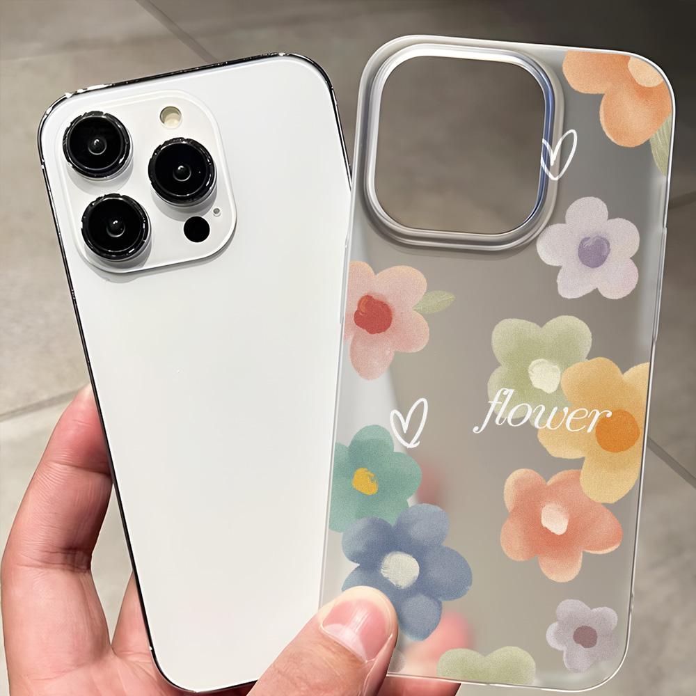 Mobile Phone Cases for iPhone 11 13 15 Pro Max 12 14 Pro Max Case iPhone 16 15 Plus 13 Pro 12 Frosted Texture Painted Cartoon Flowers